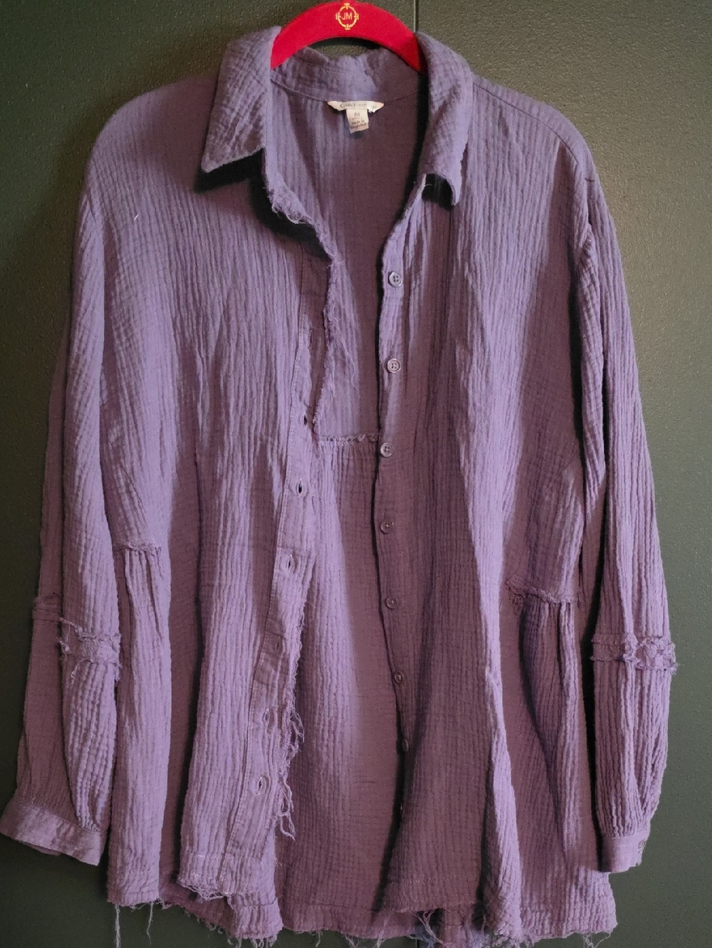 Cato Lavender Button-Front Crinkle Shirt